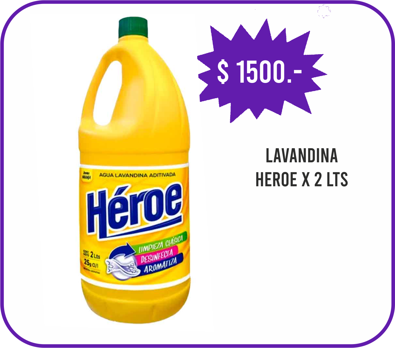 lavandina heroe x 2lts